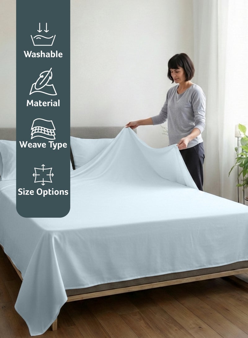 REST 3-Piece Sky Blue Plush 220x240  Flat Bedsheet Set Includes 1 Deep Pocket Flat Bedsheet and 2 Pillow Covers, Breathable and Machine Washable - Image 4